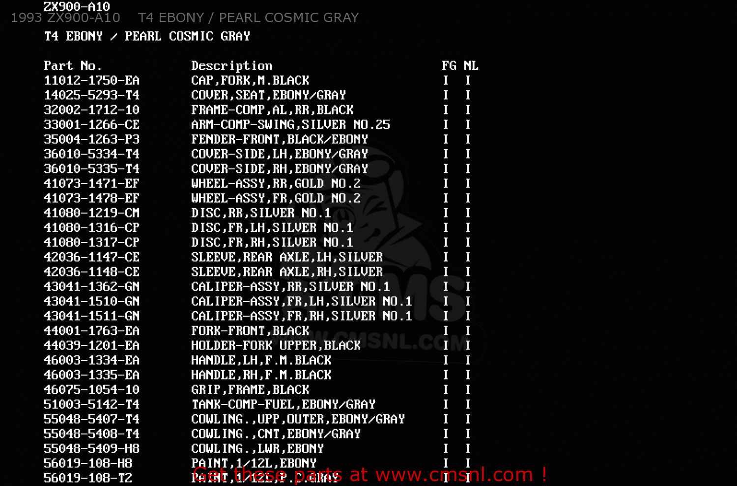 1993 ZX900-A10    T4 EBONY / PEARL COSMIC GRAY ZX900A10 GPZ900R 1993 NETHERLANDS FG