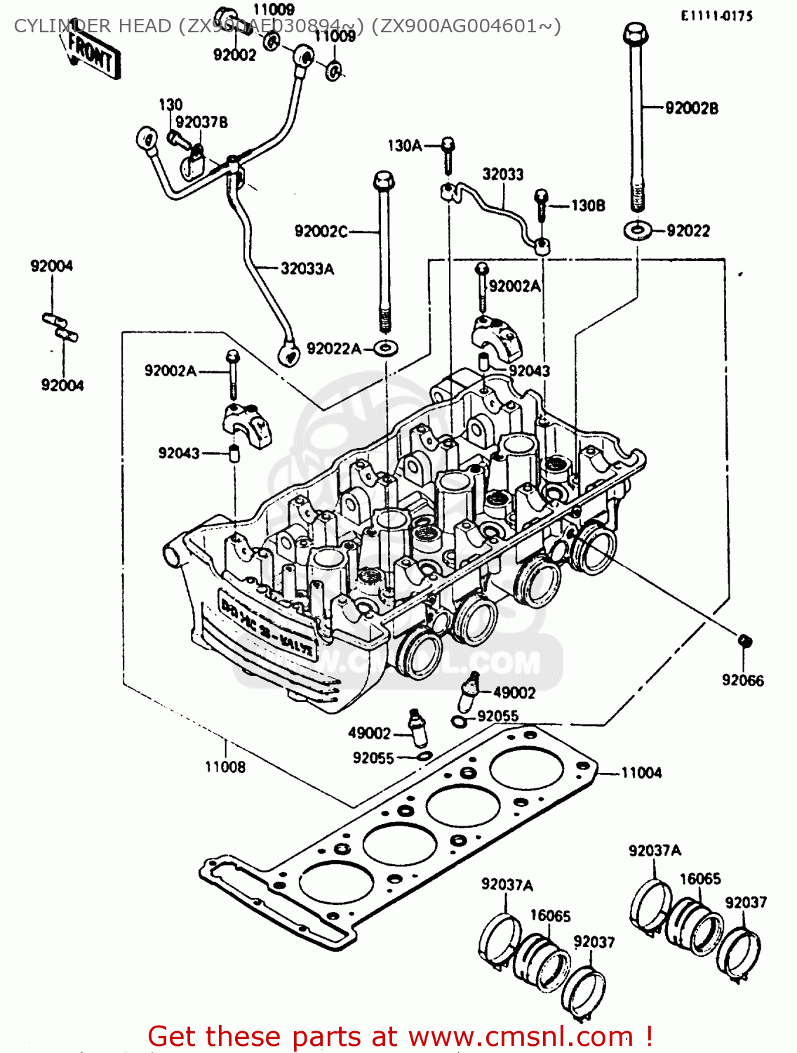 CYLINDER HEAD (ZX900AE030894~) (ZX900AG004601~) ZX900A2 1985 EUROPE UK FR GR IT NR SD