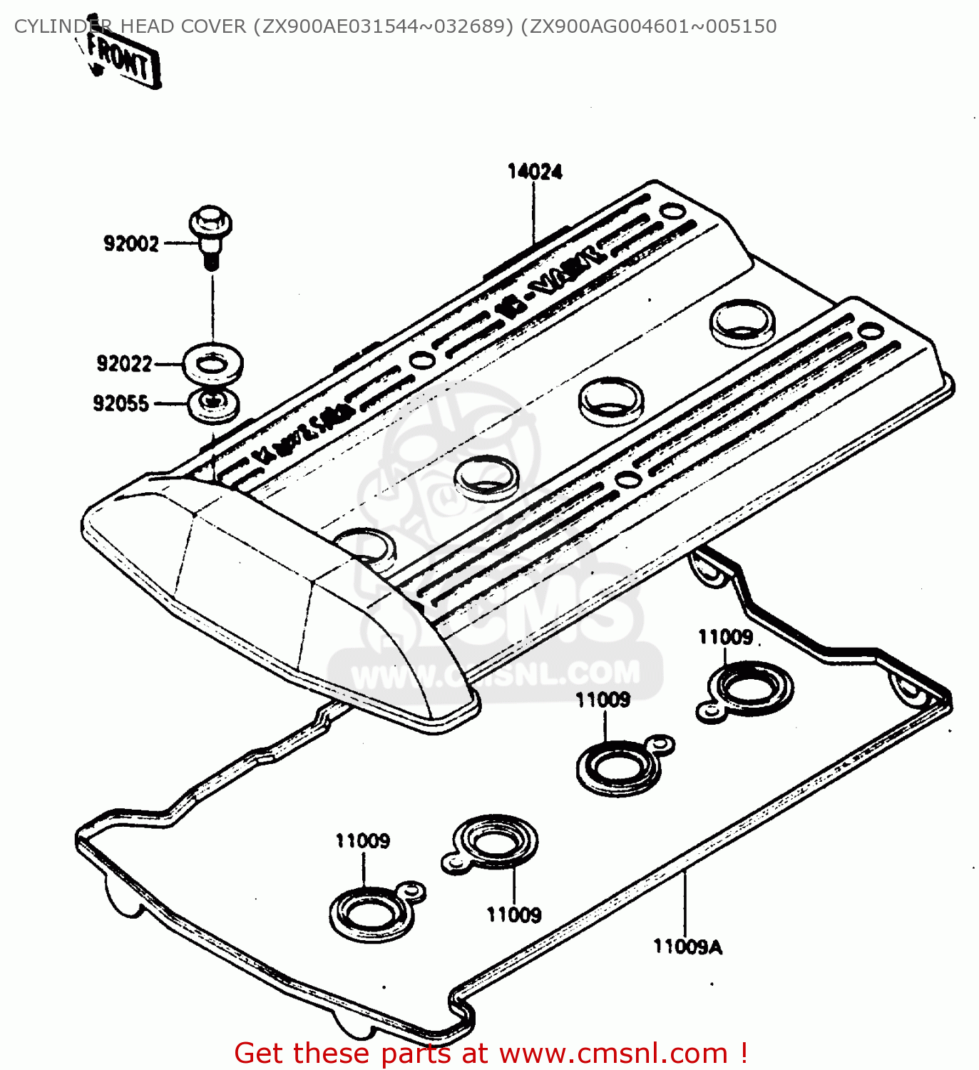 CYLINDER HEAD COVER (ZX900AE031544~032689) (ZX900AG004601~005150 ZX900A2 1985 EUROPE UK FR GR IT NR SD
