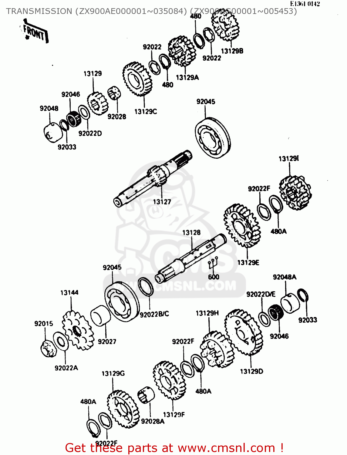TRANSMISSION (ZX900AE000001~035084) (ZX900AG00001~005453) ZX900A2 1985 EUROPE UK FR GR IT NR SD