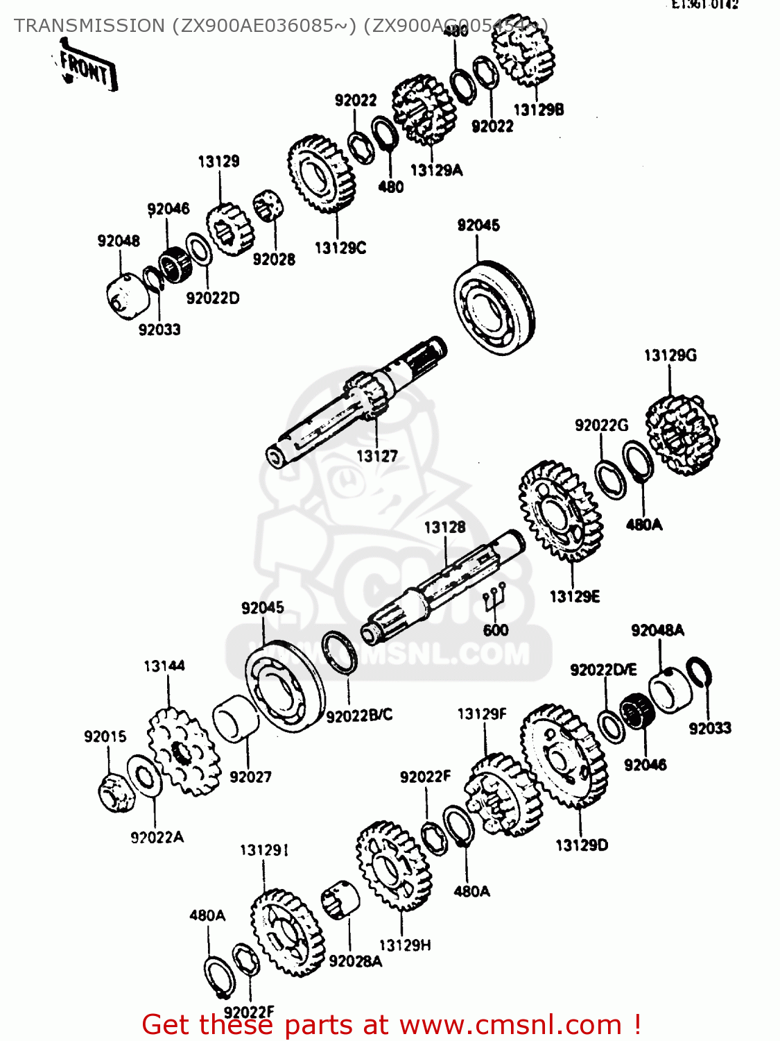 TRANSMISSION (ZX900AE036085~) (ZX900AG005454~) ZX900A2 1985 EUROPE UK FR GR IT NR SD