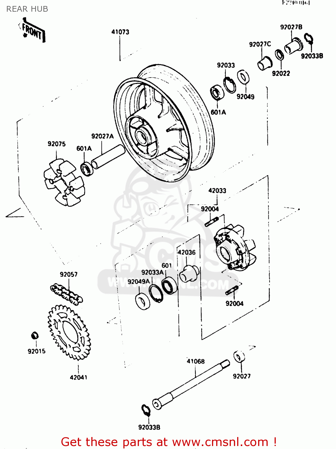 REAR HUB ZX900A2 1985 EUROPE UK FR GR IT NR SD