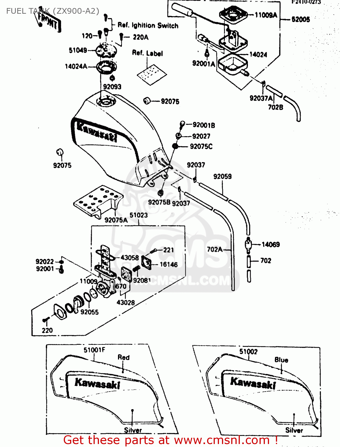 FUEL TANK (ZX900-A2) ZX900A2 1985 EUROPE UK FR GR IT NR SD