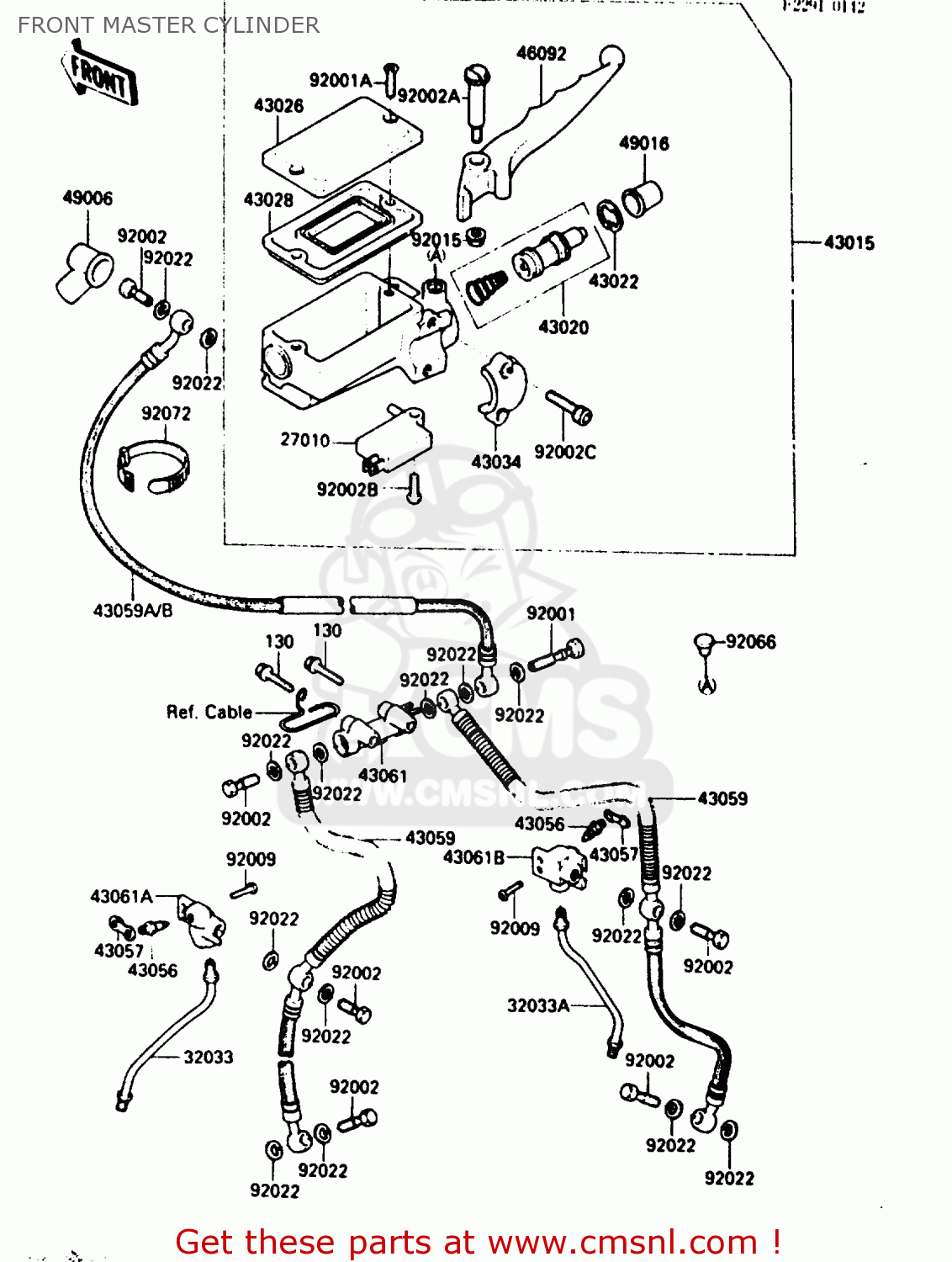 FRONT MASTER CYLINDER ZX900A2 1985 EUROPE UK FR GR IT NR SD