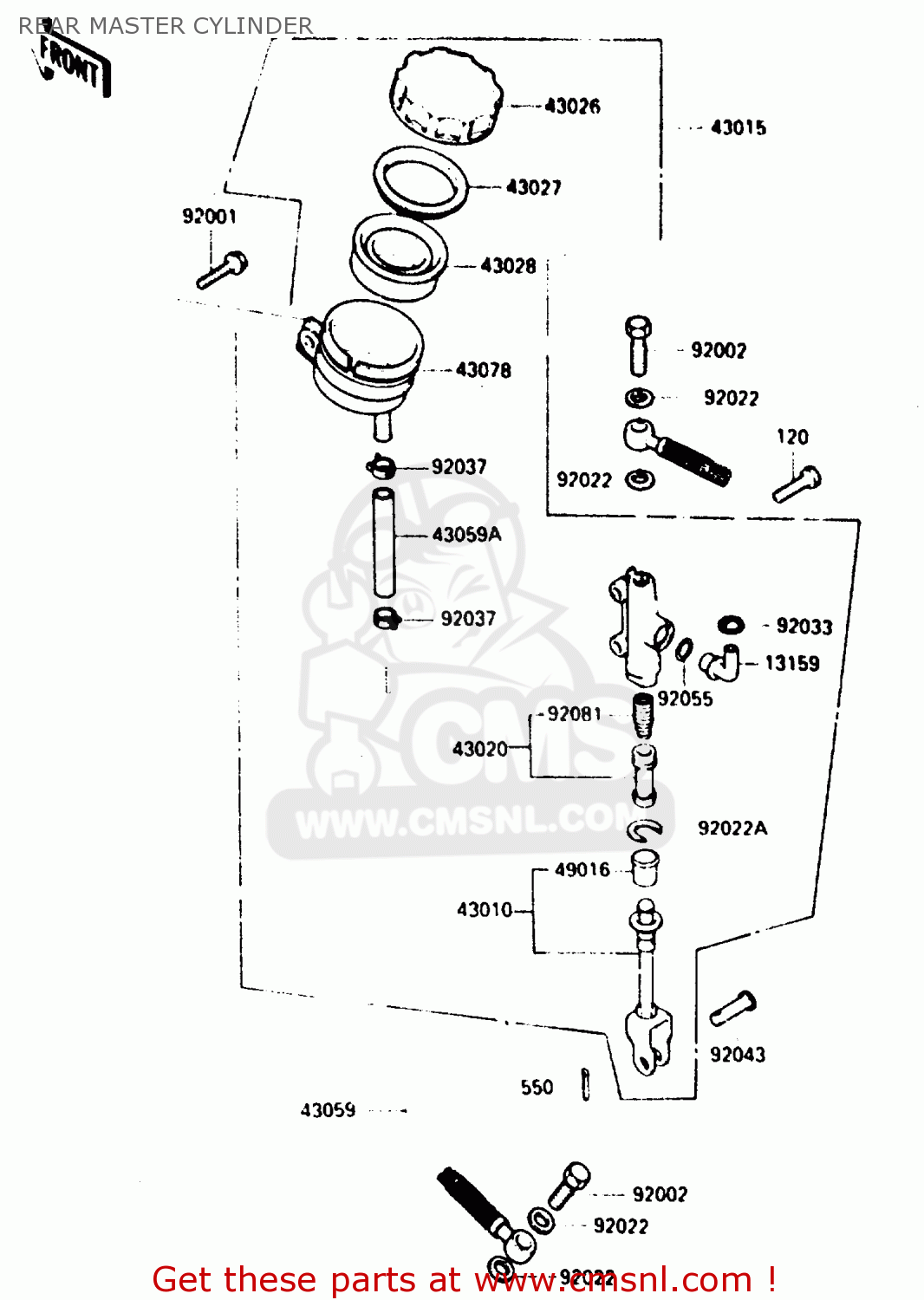 REAR MASTER CYLINDER ZX900A2 1985 EUROPE UK FR GR IT NR SD
