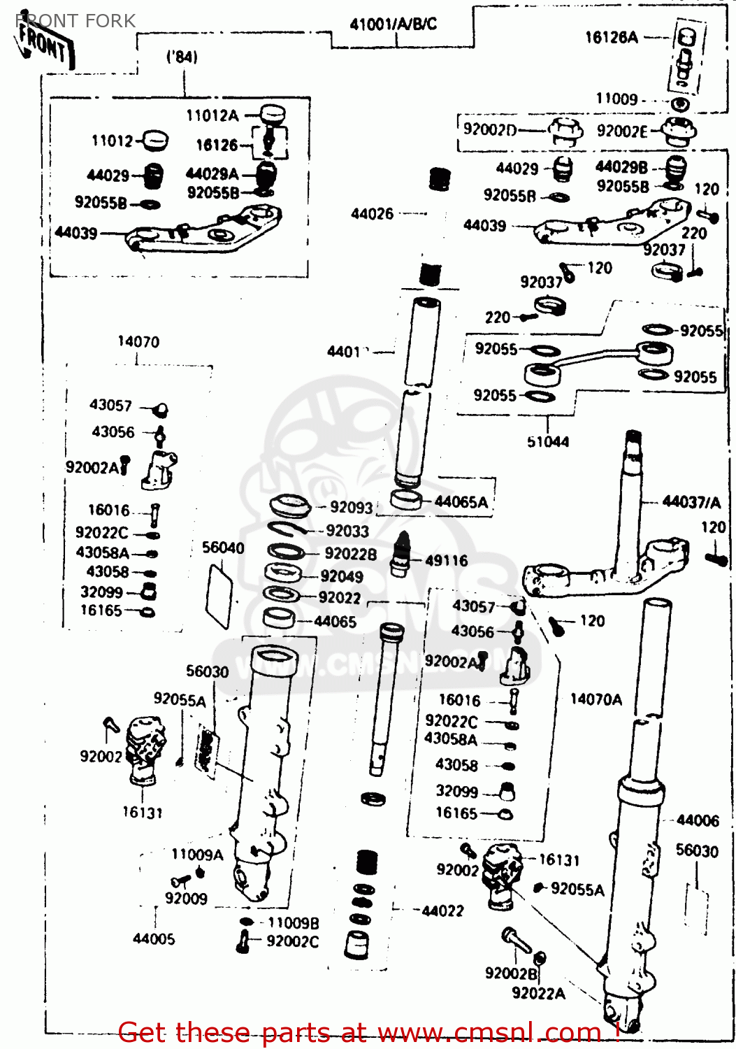FRONT FORK ZX900A2 1985 EUROPE UK FR GR IT NR SD