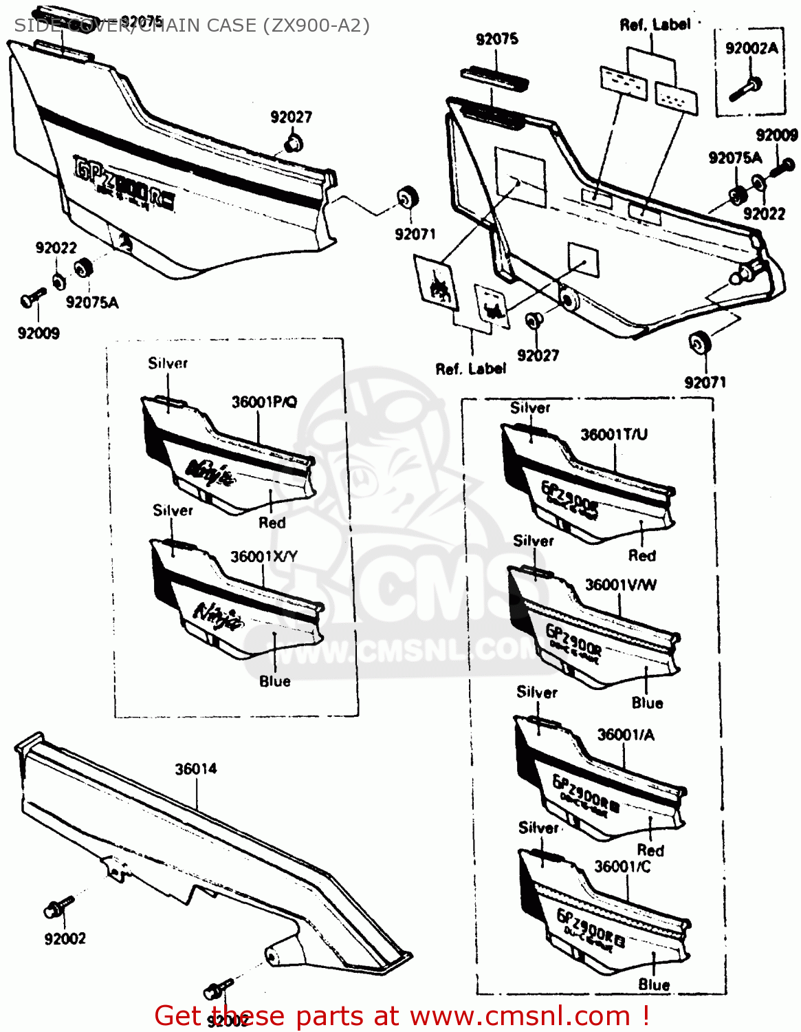 SIDE COVER/CHAIN CASE (ZX900-A2) ZX900A2 1985 EUROPE UK FR GR IT NR SD