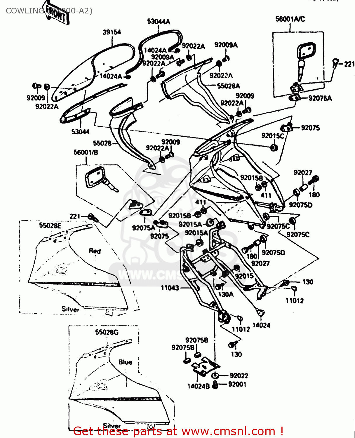 COWLING (ZX900-A2) ZX900A2 1985 EUROPE UK FR GR IT NR SD