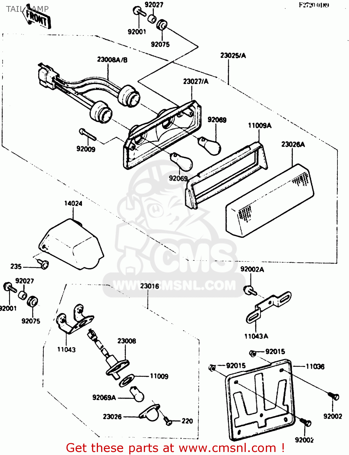 TAIL LAMP ZX900A2 1985 EUROPE UK FR GR IT NR SD
