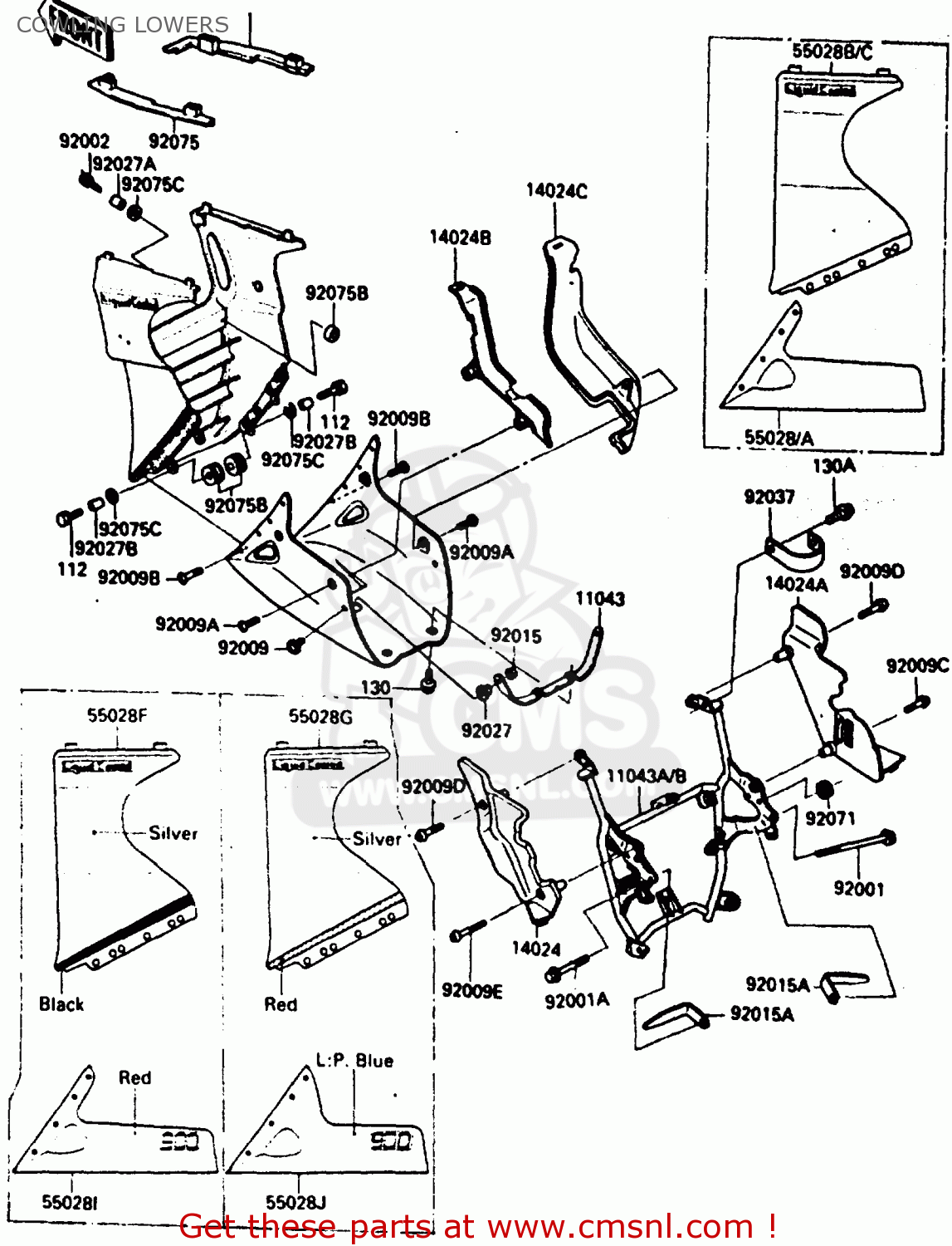 COWLING LOWERS ZX900A2 1985 EUROPE UK FR GR IT NR SD