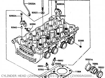 CYLINDER HEAD (ZX900AE000001~030893) (ZX900AG000001~004600) - ZX900A2 1985 EUROPE UK FR GR IT NR SD