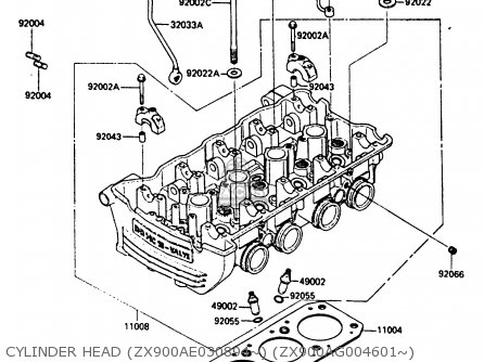 CYLINDER HEAD (ZX900AE030894~) (ZX900AG004601~) - ZX900A2 1985 EUROPE UK FR GR IT NR SD