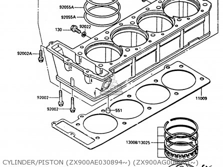 CYLINDER/PISTON (ZX900AE030894~) (ZX900AG004601~) - ZX900A2 1985 EUROPE UK FR GR IT NR SD