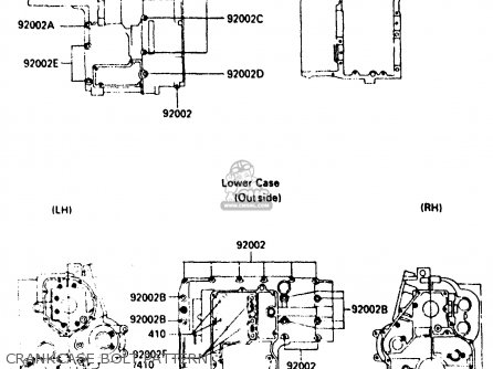 CRANKCASE BOLT PATTERN - ZX900A2 1985 EUROPE UK FR GR IT NR SD