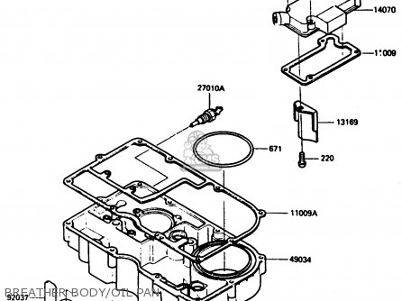 BREATHER BODY/OIL PAN - ZX900A2 1985 EUROPE UK FR GR IT NR SD