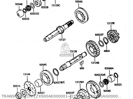 TRANSMISSION (ZX900AE000001~035084) (ZX900AG00001~005453) - ZX900A2 1985 EUROPE UK FR GR IT NR SD