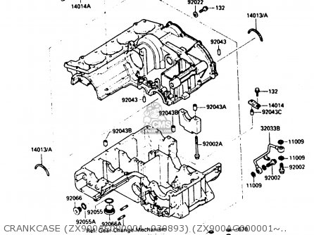 CRANKCASE (ZX900AE000001~030893) (ZX900AG000001~004600) - ZX900A2 1985 EUROPE UK FR GR IT NR SD