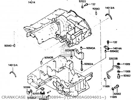 CRANKCASE (ZX900AE030894~) (ZX900AG004601~) - ZX900A2 1985 EUROPE UK FR GR IT NR SD