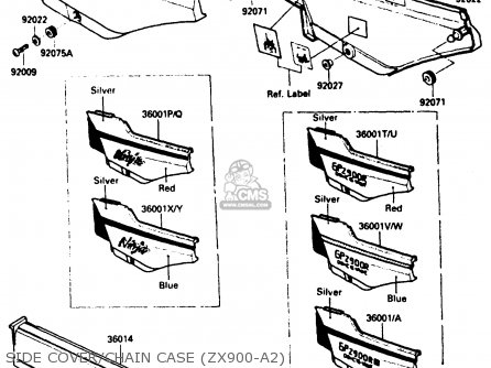 SIDE COVER/CHAIN CASE (ZX900-A2) - ZX900A2 1985 EUROPE UK FR GR IT NR SD