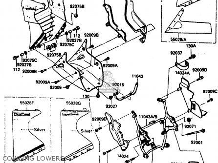 COWLING LOWERS - ZX900A2 1985 EUROPE UK FR GR IT NR SD