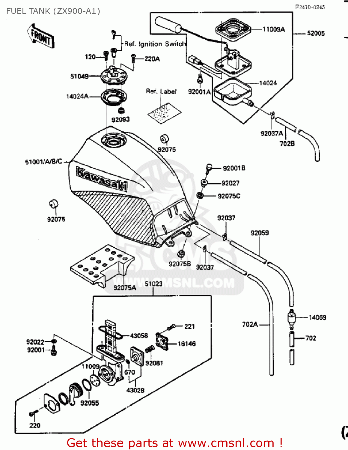 Kawasaki ZX900A2 NINJA 1985 USA CALIFORNIA CANADA FUEL TANK (ZX900-A1 ...