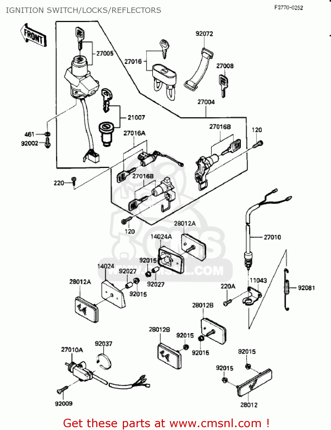 Kawasaki ZX900A2 NINJA 1985 USA CALIFORNIA CANADA IGNITION SWITCH/LOCKS ...