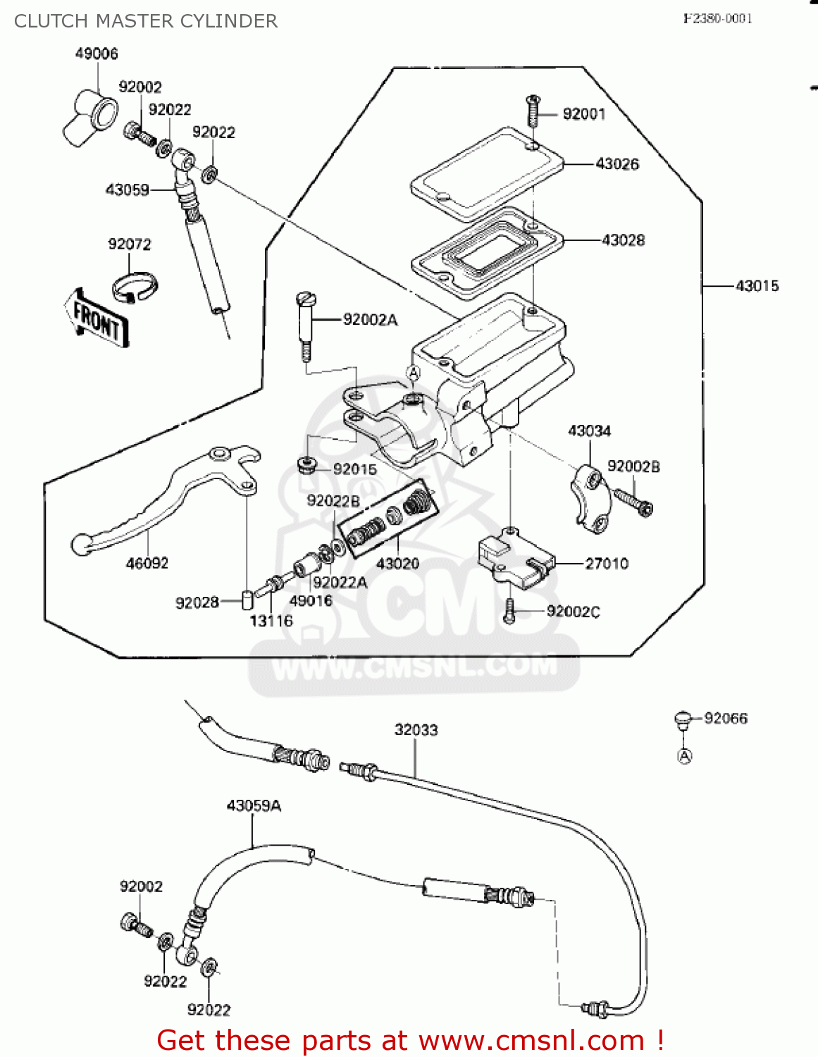 CLUTCH MASTER CYLINDER ZX900A2 NINJA 1985 USA CALIFORNIA CANADA