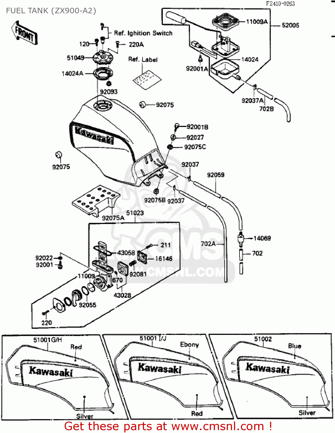 FUEL TANK (ZX900-A2) ZX900A2 NINJA 1985 USA CALIFORNIA CANADA