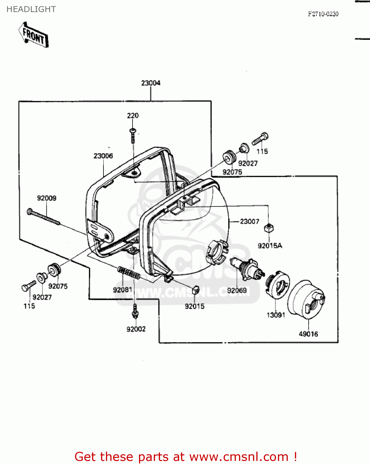 HEADLIGHT ZX900A2 NINJA 1985 USA CALIFORNIA CANADA