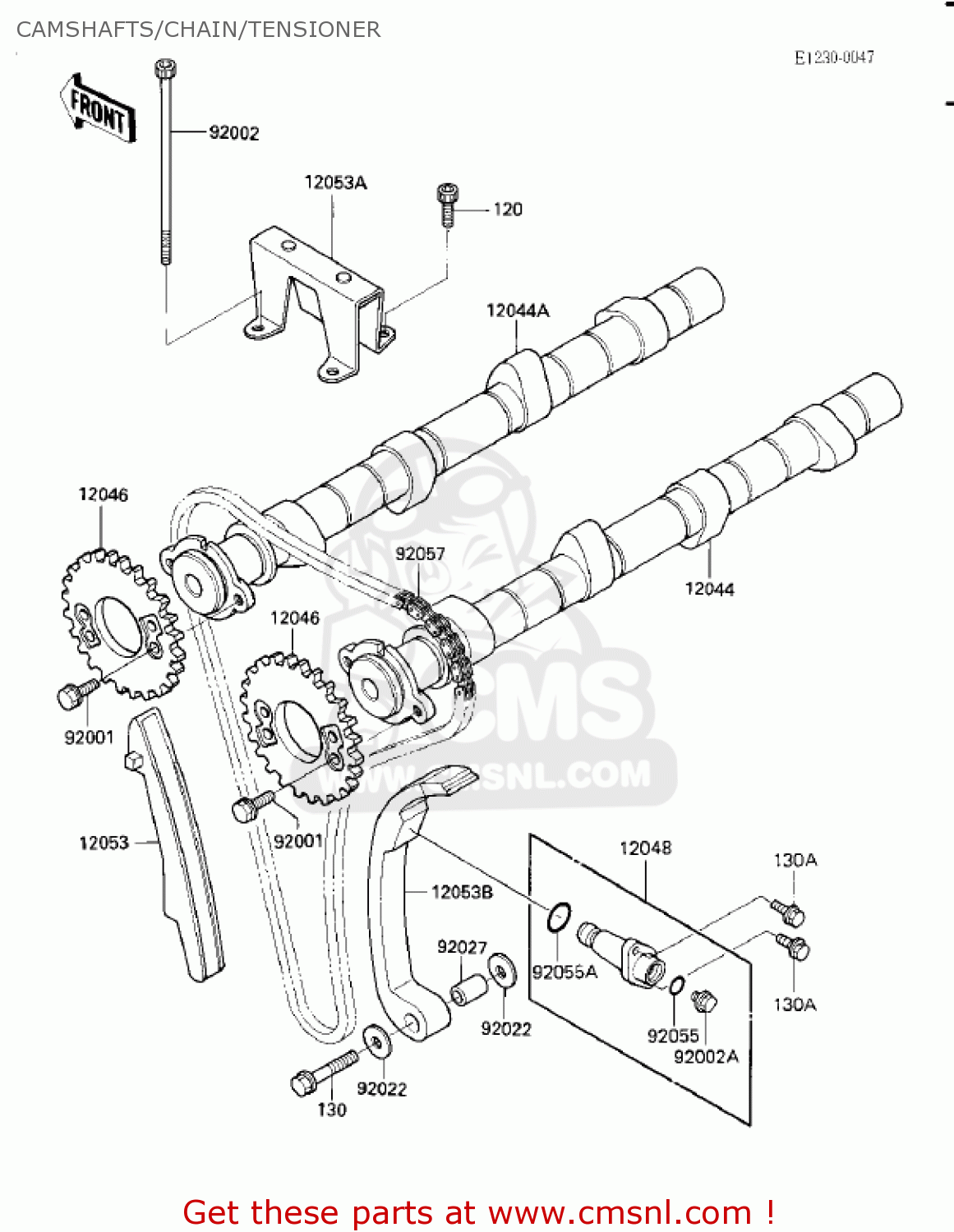 CAMSHAFTS/CHAIN/TENSIONER ZX900A2 NINJA 1985 USA CALIFORNIA CANADA