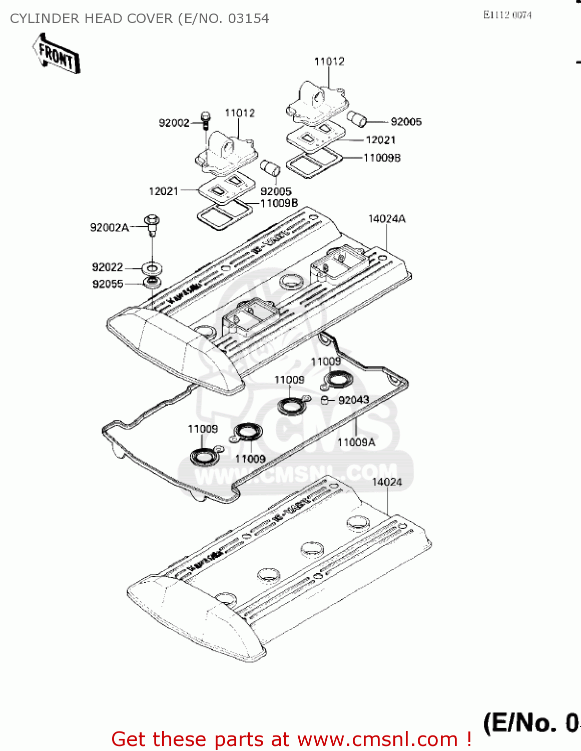 CYLINDER HEAD COVER (E/NO. 03154 ZX900A2 NINJA 1985 USA CALIFORNIA CANADA
