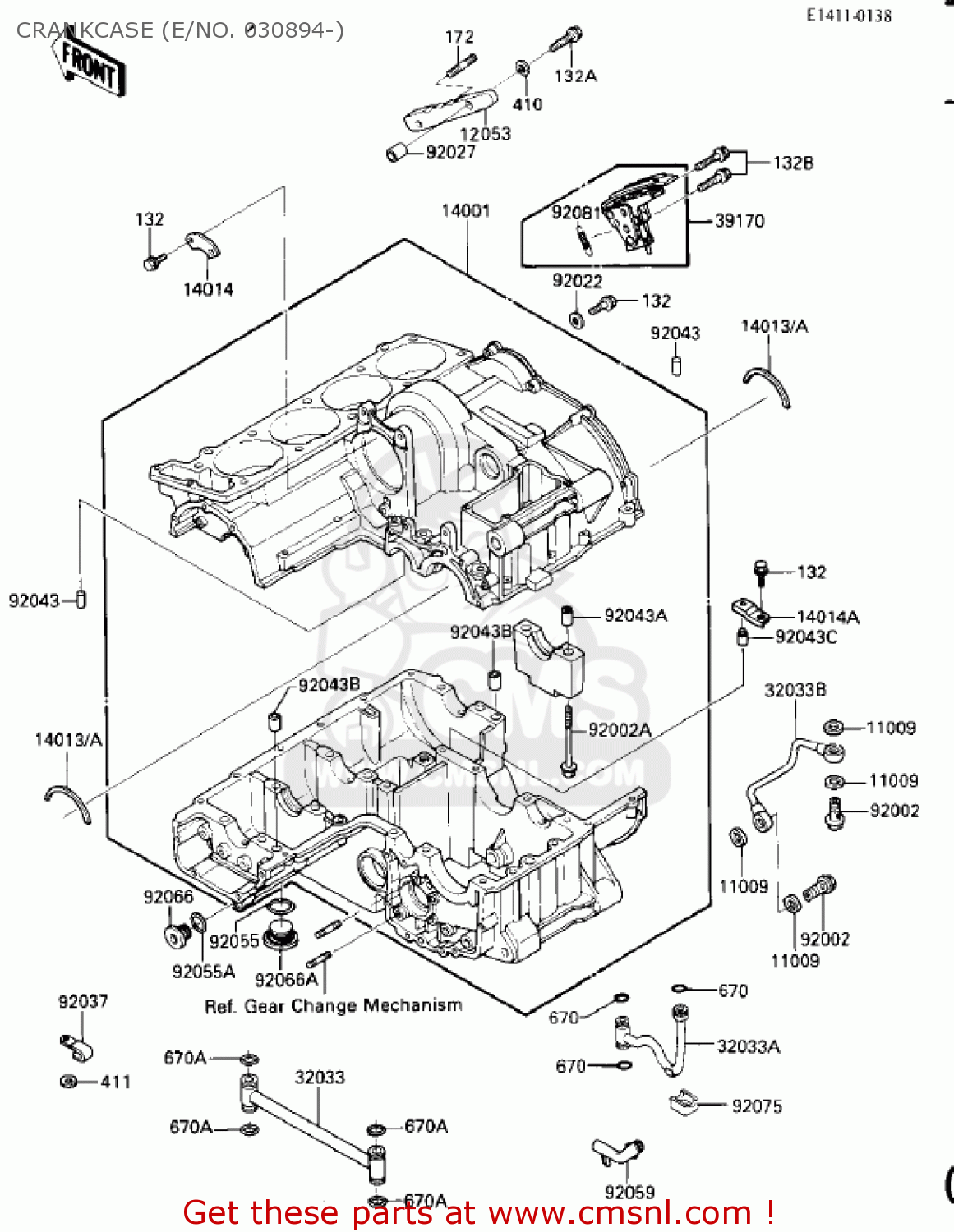 CRANKCASE (E/NO. 030894-) ZX900A2 NINJA 1985 USA CALIFORNIA CANADA