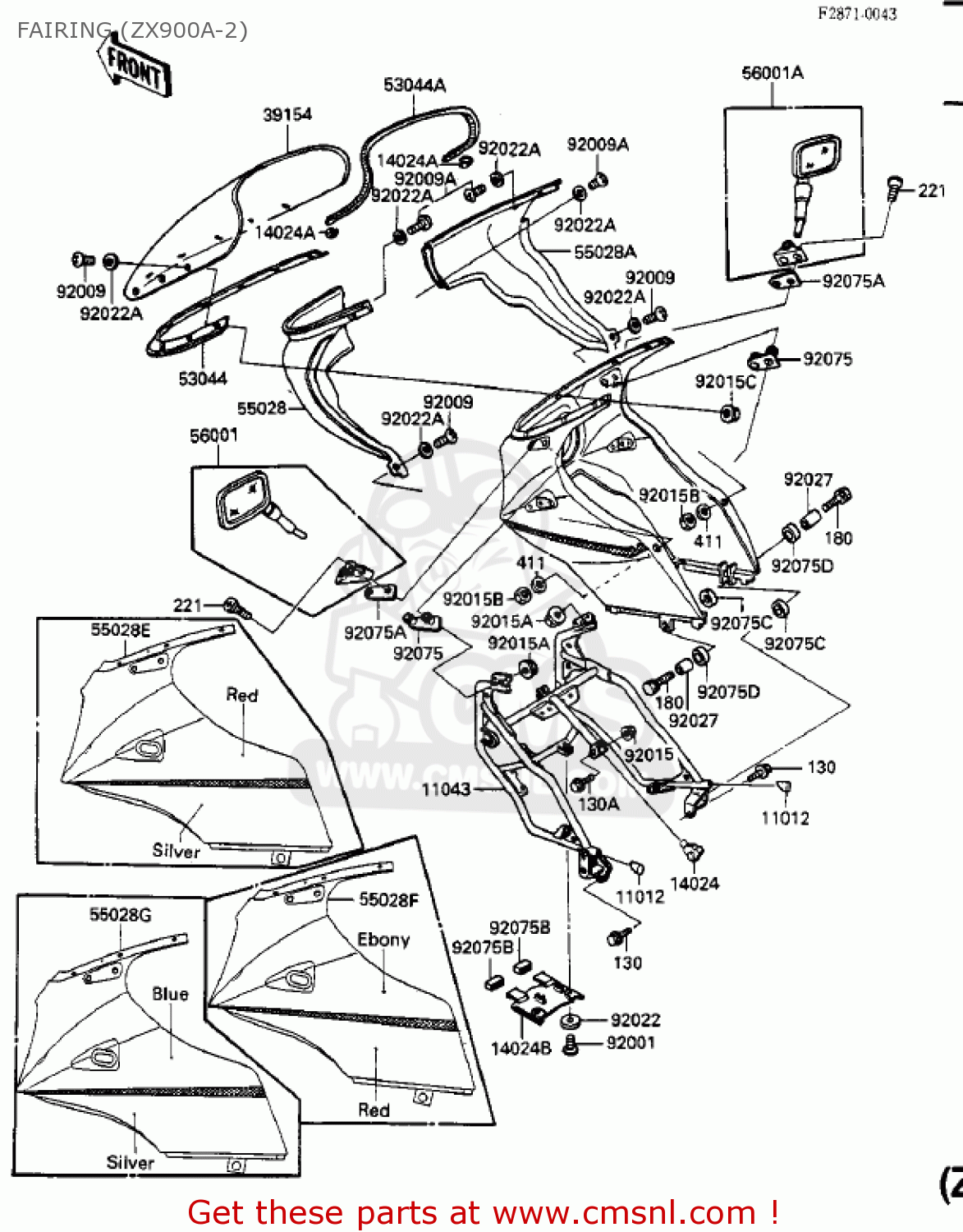 FAIRING (ZX900A-2) ZX900A2 NINJA 1985 USA CALIFORNIA CANADA