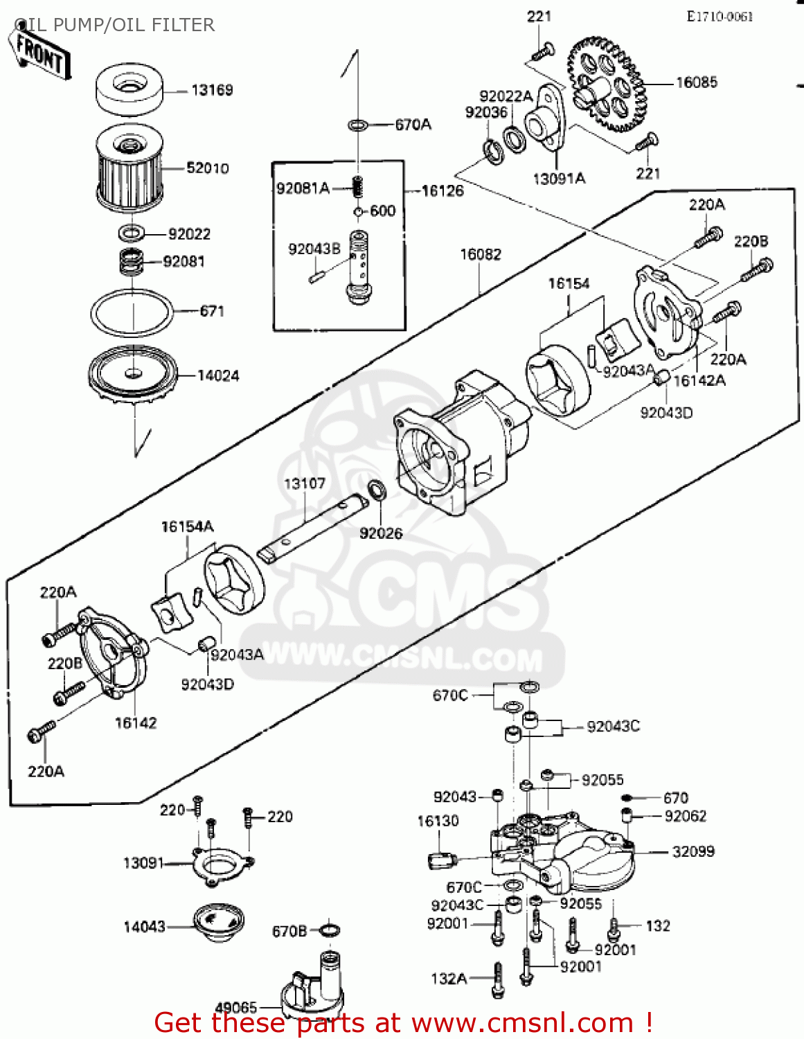 OIL PUMP/OIL FILTER ZX900A2 NINJA 1985 USA CALIFORNIA CANADA
