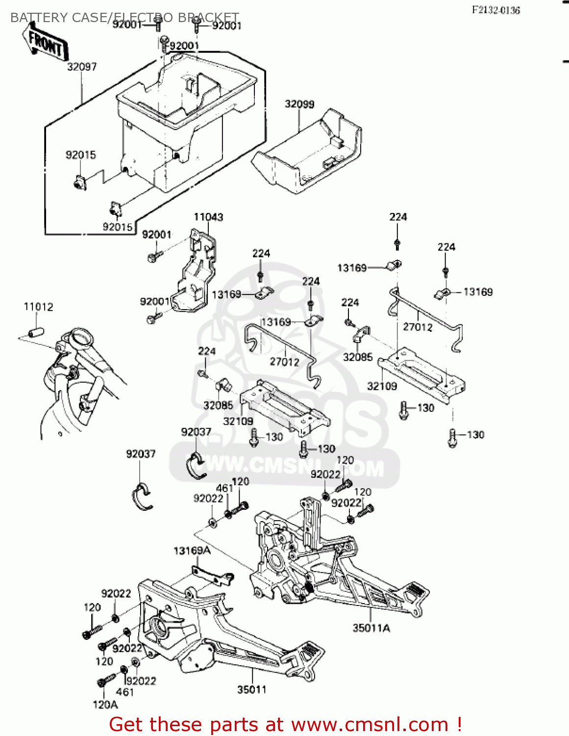 BATTERY CASE/ELECTRO BRACKET ZX900A2 NINJA 1985 USA CALIFORNIA CANADA