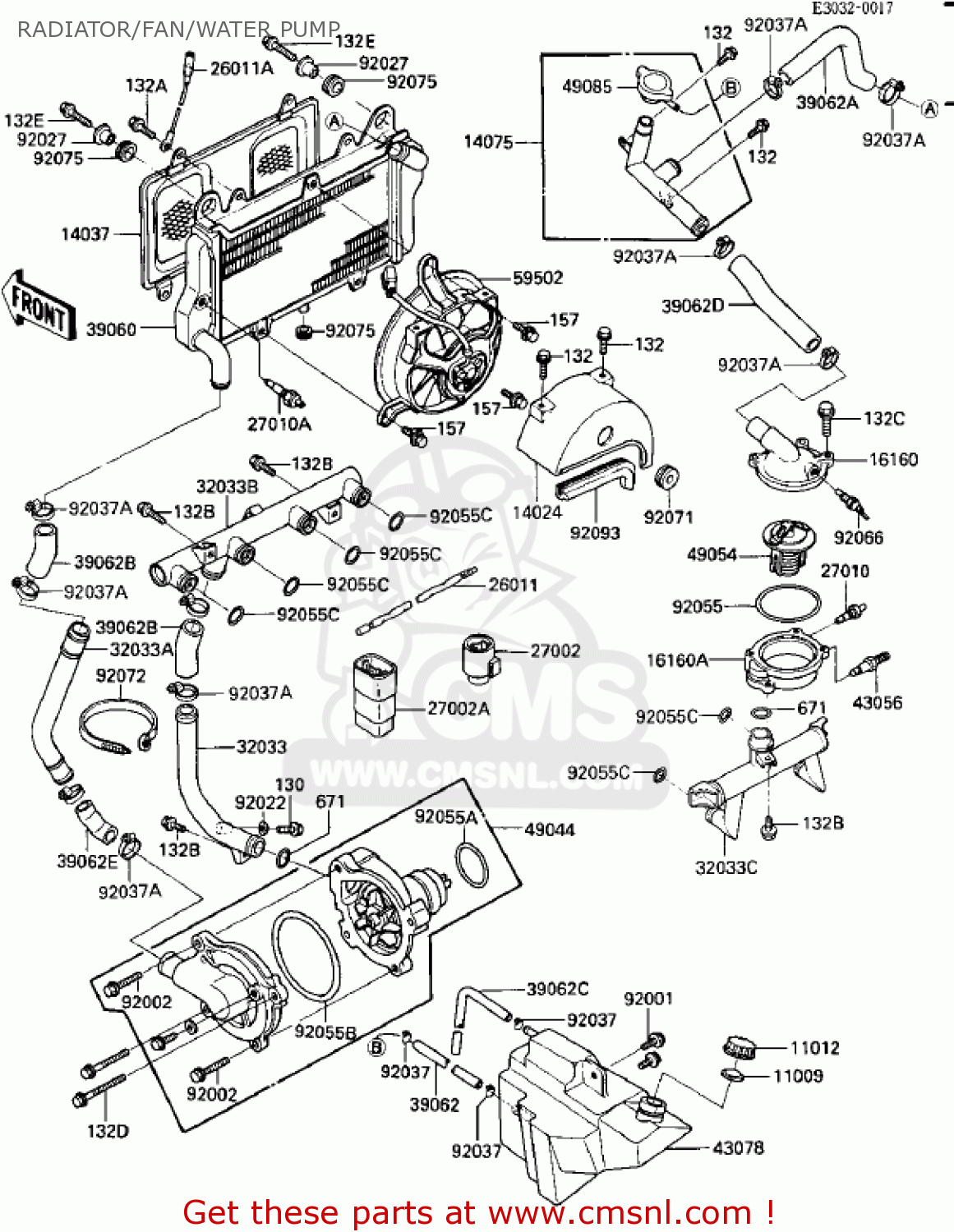RADIATOR/FAN/WATER PUMP ZX900A2 NINJA 1985 USA CALIFORNIA CANADA