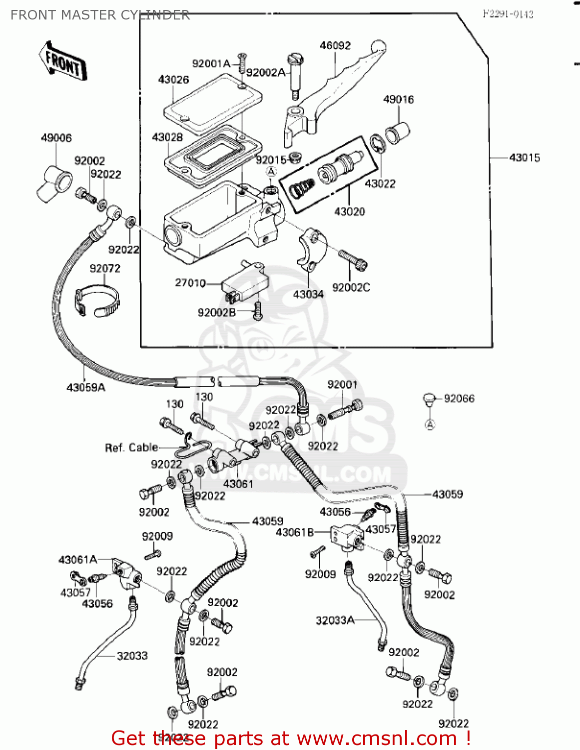 FRONT MASTER CYLINDER ZX900A2 NINJA 1985 USA CALIFORNIA CANADA