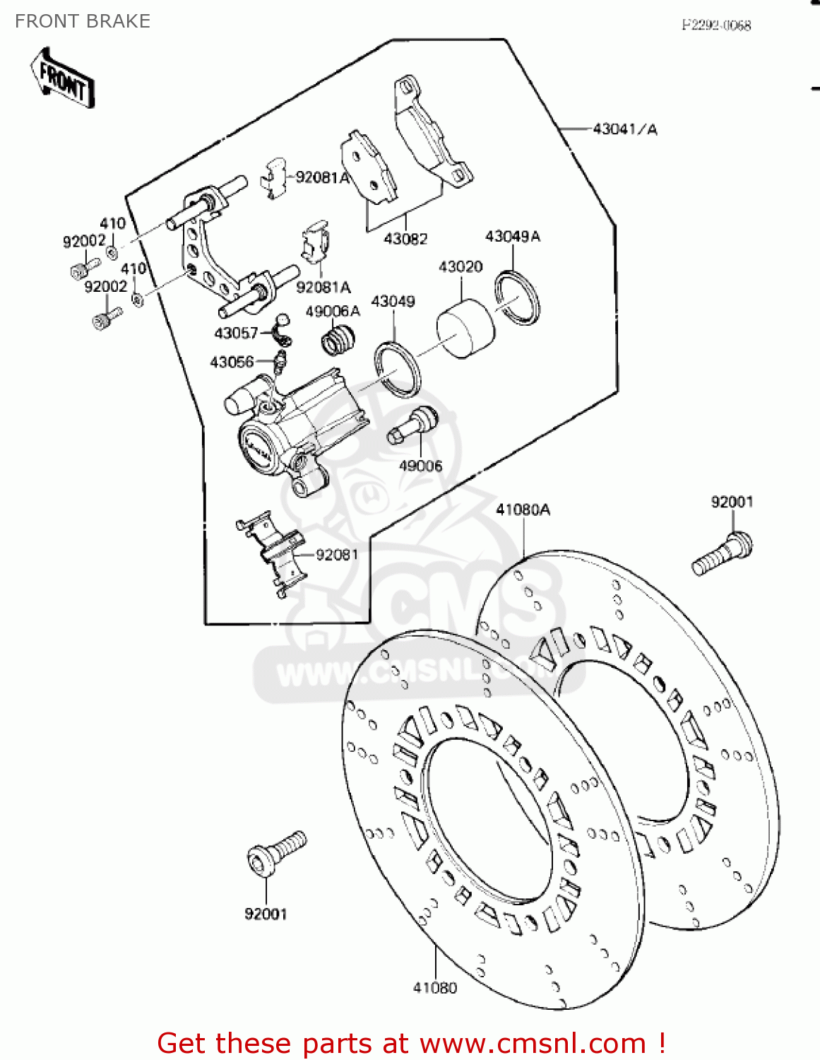 FRONT BRAKE ZX900A2 NINJA 1985 USA CALIFORNIA CANADA