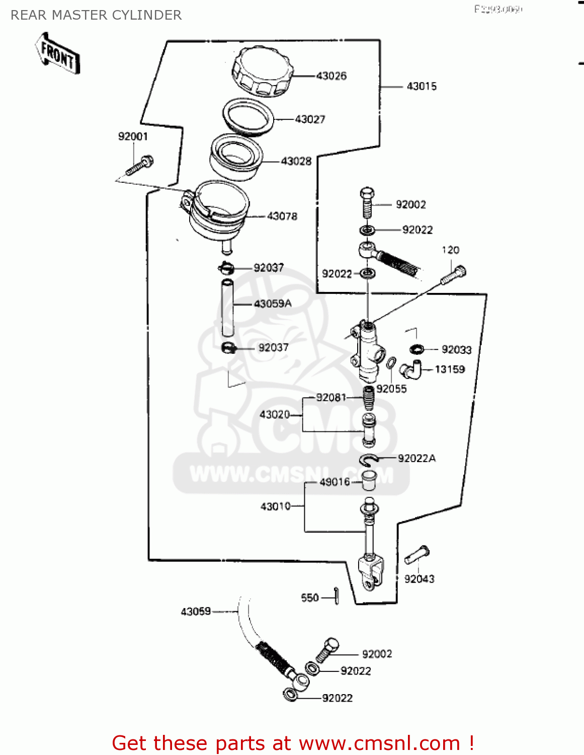 REAR MASTER CYLINDER ZX900A2 NINJA 1985 USA CALIFORNIA CANADA