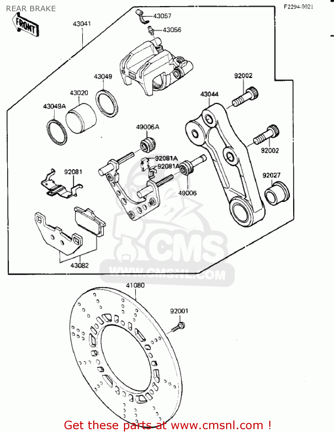 REAR BRAKE ZX900A2 NINJA 1985 USA CALIFORNIA CANADA