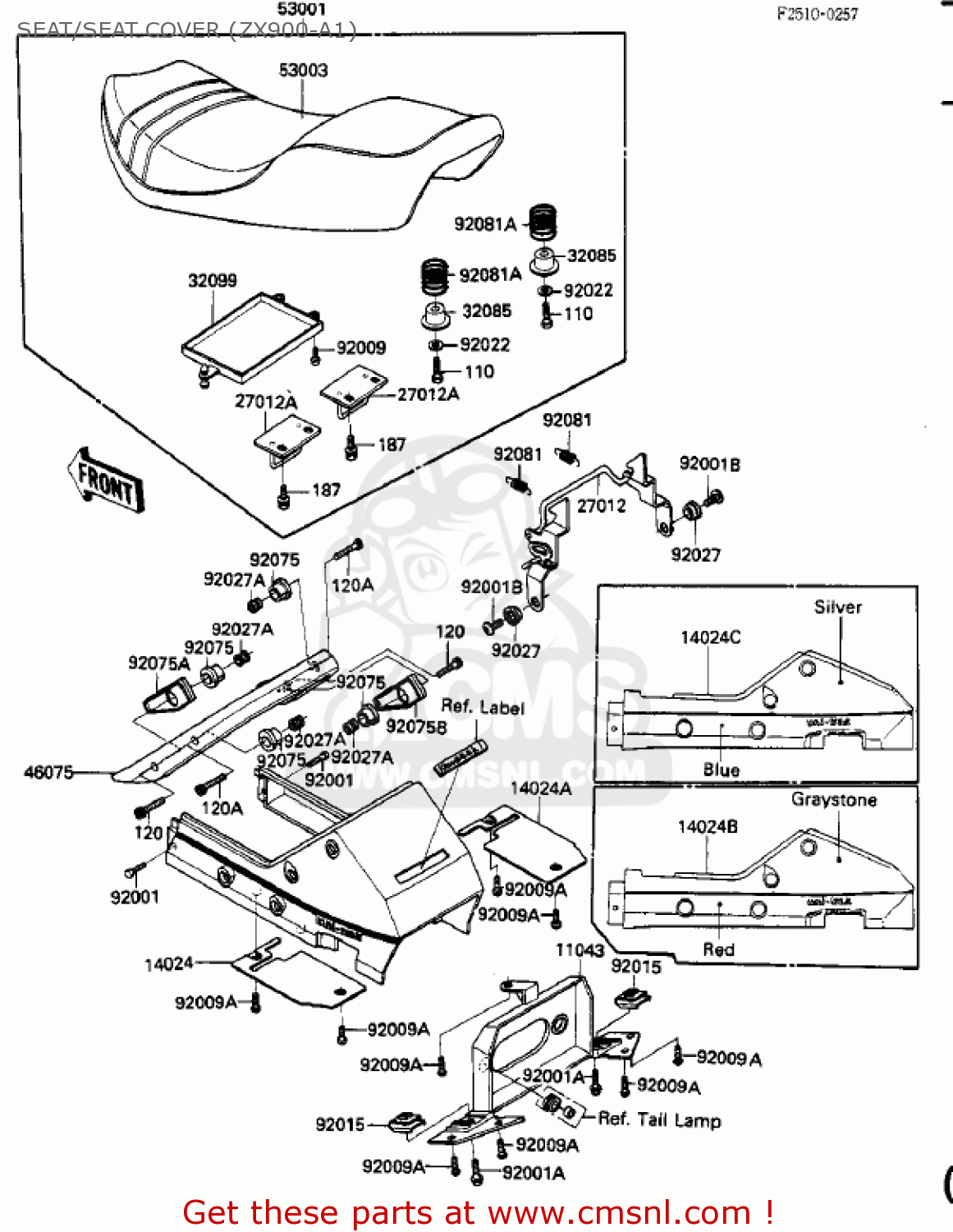 SEAT/SEAT COVER (ZX900-A1) ZX900A2 NINJA 1985 USA CALIFORNIA CANADA