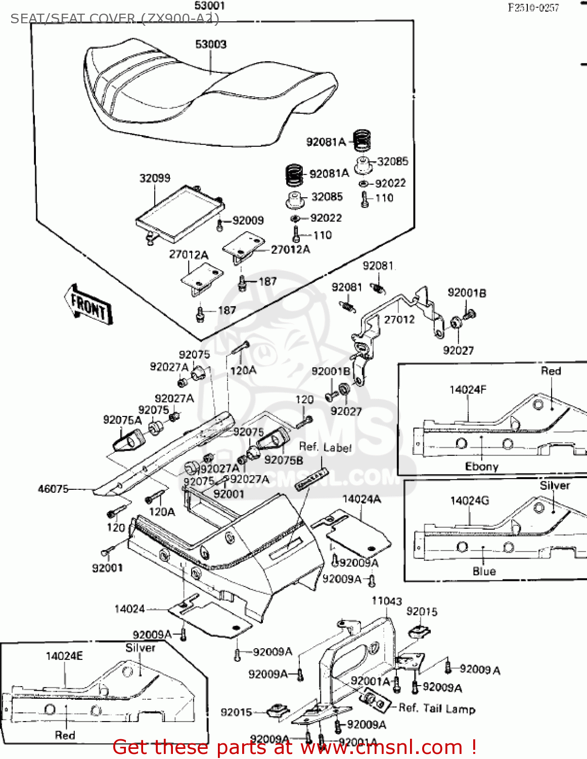 SEAT/SEAT COVER (ZX900-A2) ZX900A2 NINJA 1985 USA CALIFORNIA CANADA