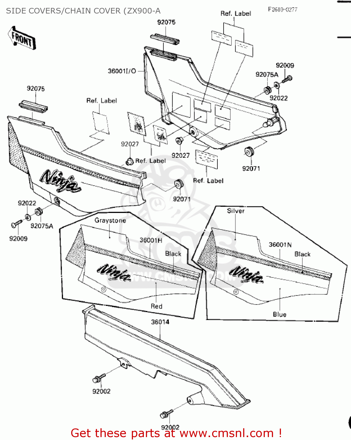 SIDE COVERS/CHAIN COVER (ZX900-A ZX900A2 NINJA 1985 USA CALIFORNIA CANADA