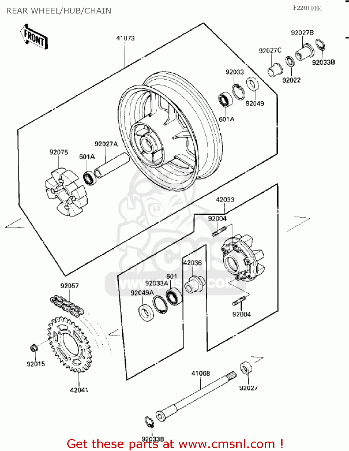 REAR WHEEL/HUB/CHAIN ZX900A2 NINJA 1985 USA CALIFORNIA CANADA