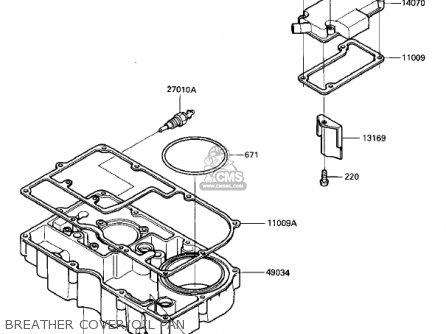 BREATHER COVER/OIL PAN - ZX900A2 NINJA 1985 USA CALIFORNIA CANADA