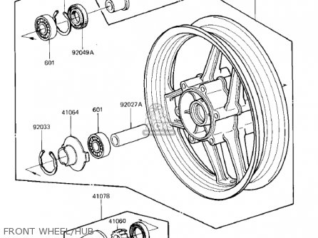 FRONT WHEEL/HUB - ZX900A2 NINJA 1985 USA CALIFORNIA CANADA