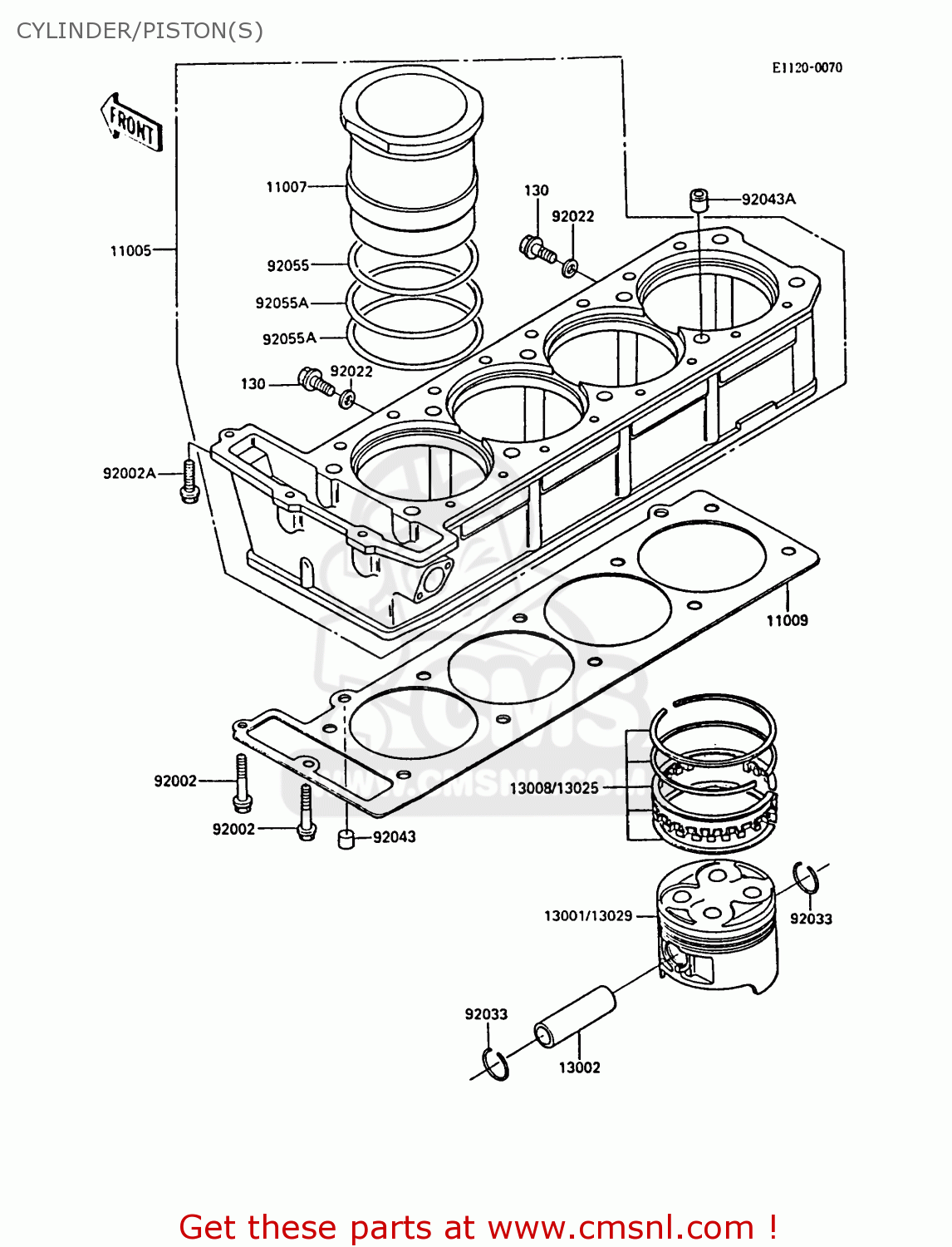 CYLINDER/PISTON(S) ZX900A3 GPZ900R 1986 EUROPE UK FG FR GR NR SD SP ST