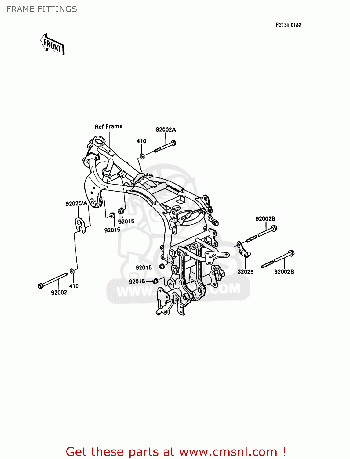 FRAME FITTINGS ZX900A3 GPZ900R 1986 EUROPE UK FG FR GR NR SD SP ST
