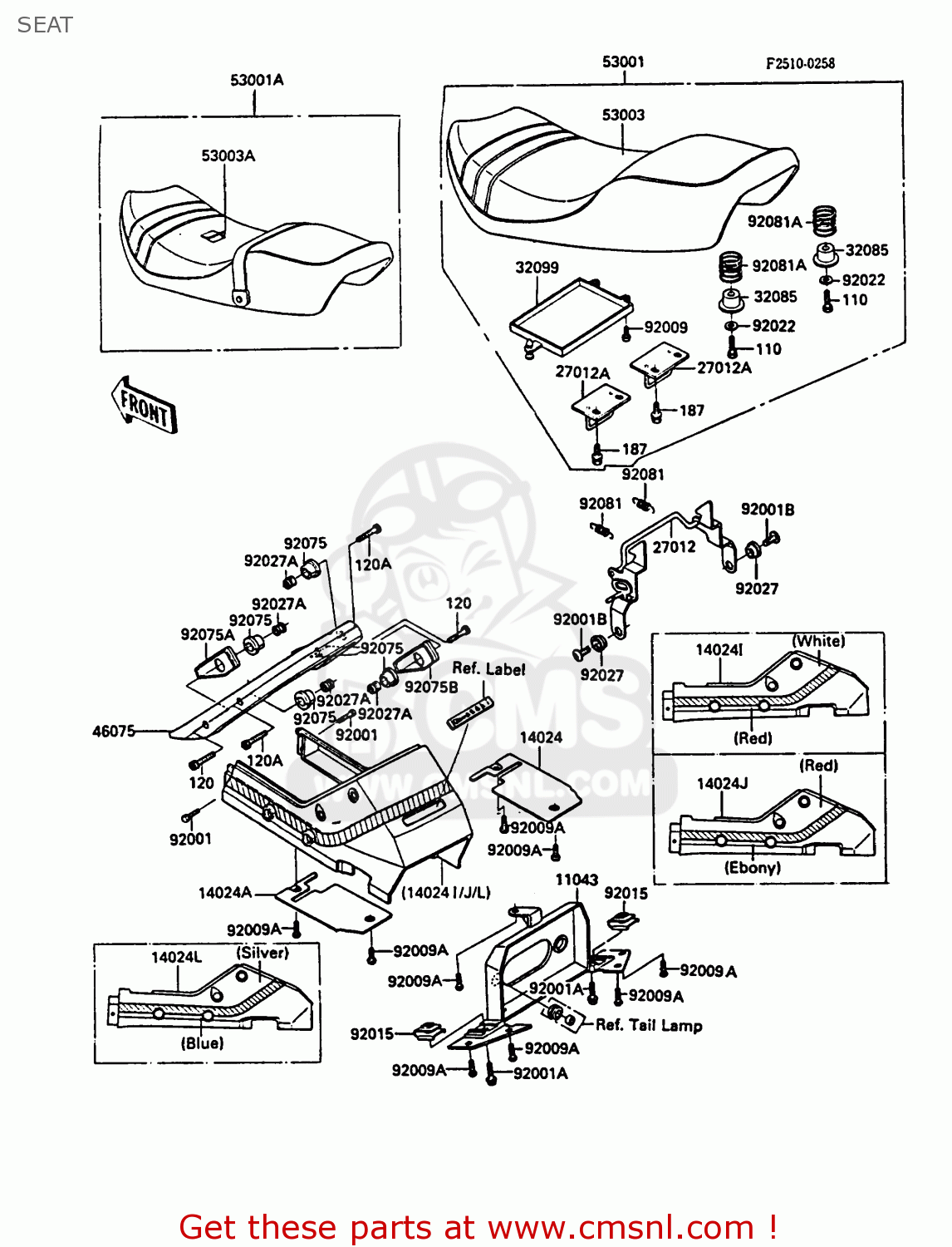 SEAT ZX900A3 GPZ900R 1986 EUROPE UK FG FR GR NR SD SP ST