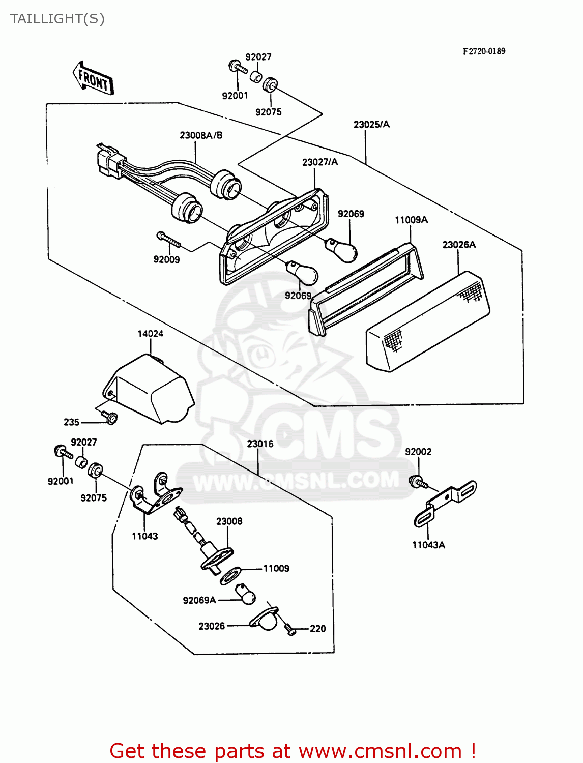 TAILLIGHT(S) ZX900A3 GPZ900R 1986 EUROPE UK FG FR GR NR SD SP ST